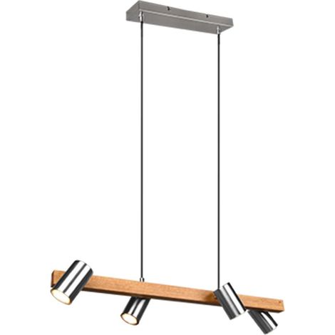 Lustre Linéaire Bois Et Nickel 4 Spots Cylindriques Ajustables Marley Trio Lighting (1/5)