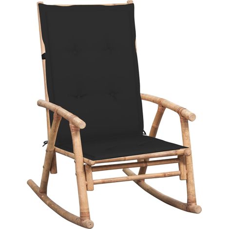 Chaise à bascule avec coussin  Rocking chair  Fauteuil à bascule  Fauteuil de relaxation Bambou BSRHS289740 (1/5)
