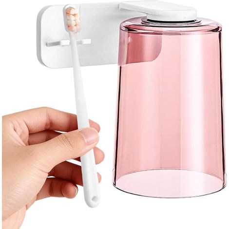 pour Bain De Bouche PorteBrosse À Dents Adhésif Magnétique Gobelet À Bain De Bouche avec Support Mural pour Salle De Douche Maison Appartement Bureau Hôtel CampingCar Voyage