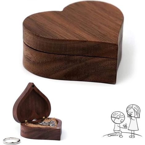 ecrin Bague, Boite Alliance Mariage, Bote En Bois Pour Alliances, Boite A Bague, Bote Pour Bagues De Fianailles En Bois, Boite Bague Fiancaille, P (1/5)