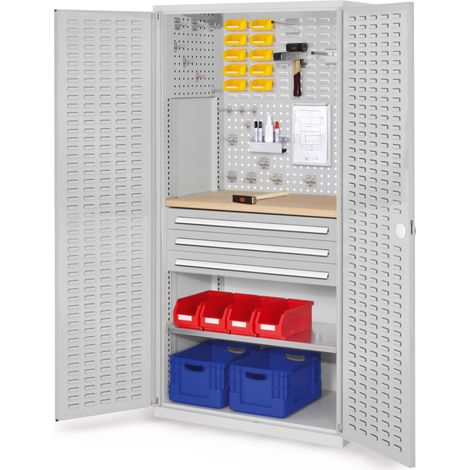 Kappes ®RasterPlan Schubladenschränke 1950x1000x600mm Schlitzplattentüren Modell 25 lichtgrau