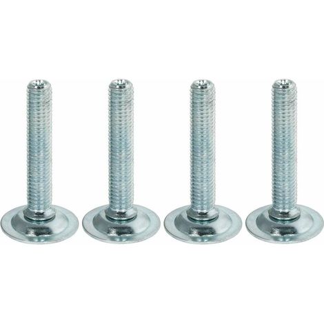 4x Vis de pied meuble vérin orientable Acier Table Chaise Poussoir Cuisine Salle de bain Salon Bricolage Réglable Ajustable, M10 x longueur L = 100mm entraînement fente longitudinale (1/2)