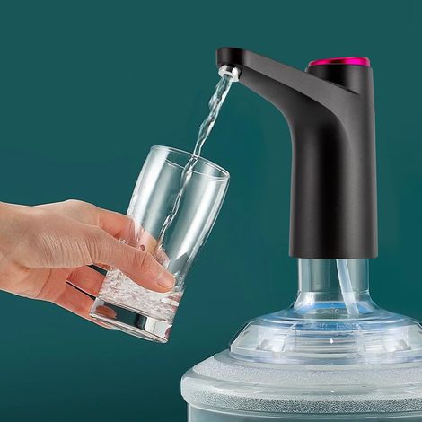 MR001 schwarze elektrische Pumpe, USB-Ladeautomatische Trinkwasserpumpe, 35-55 dB geräuscharme, kompatibel mit mehreren Fässertypen (1/5)