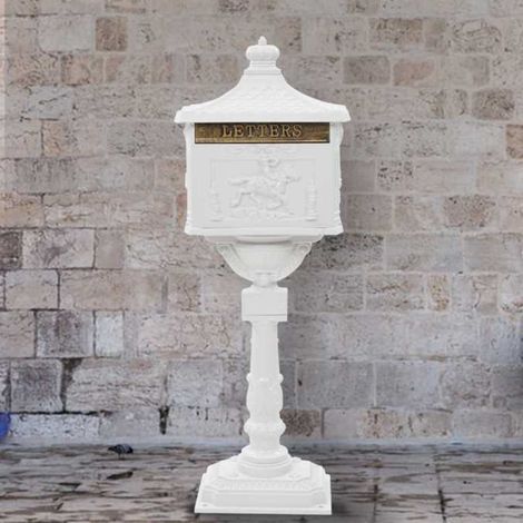 vidaXL Boîte aux lettres sur pied Aluminium Vintage Antirouille Blanc (1/5)