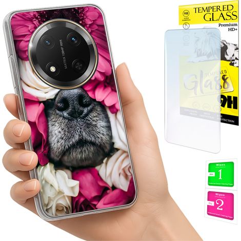 Funda para Honor Magic7 Lite con foto y parte trasera con gráfico de perro + cristal (1/5)