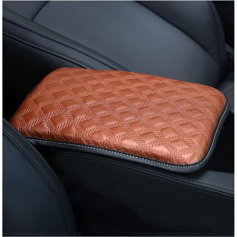 Armlehnenbezüge für Autos, wasserdichte Armlehnenmatten aus PU-Leder für Autos, universelle Mittelkonsolenmatten für die meisten Fahrzeuge, LKWs (braun). (1/5)