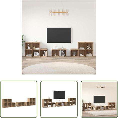 Wandmontage - TV-Schrank Set Wandmontiert 8 pcs Artisan-Eiche Holzwerkstoff (1/5)
