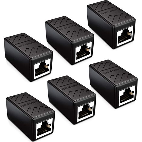 Coupleur Connecteur de Câble Câbles de Réseau Câble Patch Câble Ethernet Adaptateur Modulaires Blindée 2x Prise Femelle RJ45 DSL LAN Noir