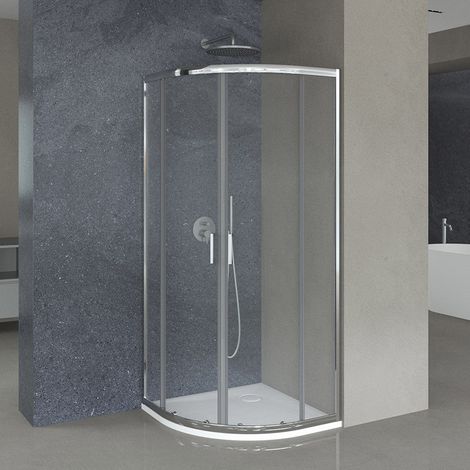 Box doccia semicircolare 80x80 cm Geo doppio scorrevole in cristallo trasparente (1/5)
