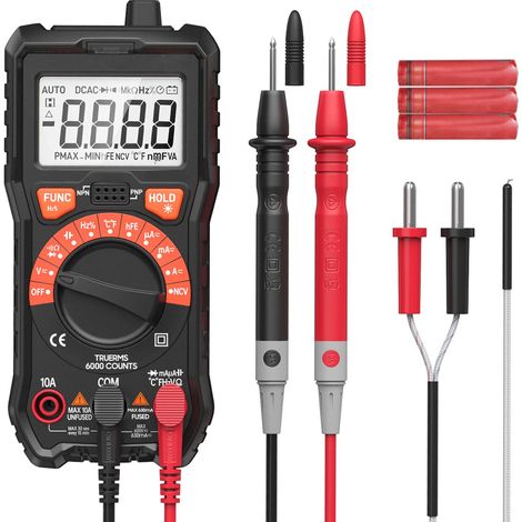 Digitales Multimeter mit 2000 Zählern und True RMS-Messung, Multifunktionsgerät, berührungslose Messung von Spannung, Strom, Widerstand und Kapazität.