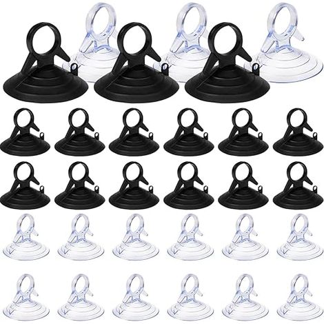 Lntyq 60 Pièces Ventouse pare Soleil, 45mm Ventouse Sans Crochets Ventouse, PVC Ventouses Mini Ventouse Transparente et Noire Ventouse, Ventouse pour Vitre, Salle de Bain Pare Brise Voiture Pare-Solei