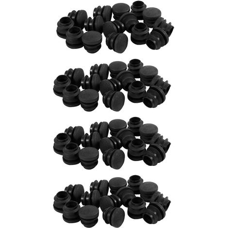 Lot de 60 bouchons d'extrémité ronds en plastique noir pour tubes de 16 mm (1/5)