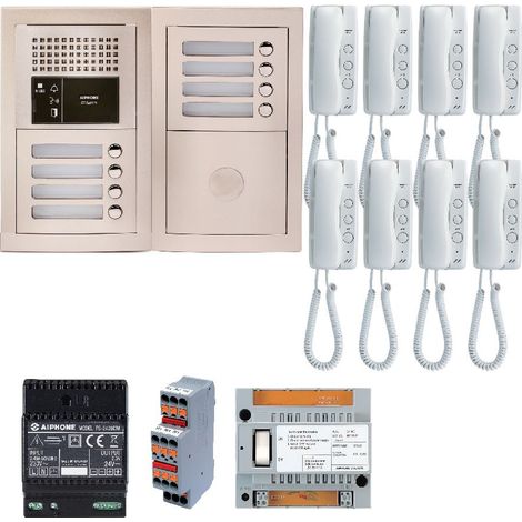 Aiphone – Pack audio 8 bp encastré – Module vigik centrale 8 postes GT1D – Alimentation 12V – GTBA8E (1/2)
