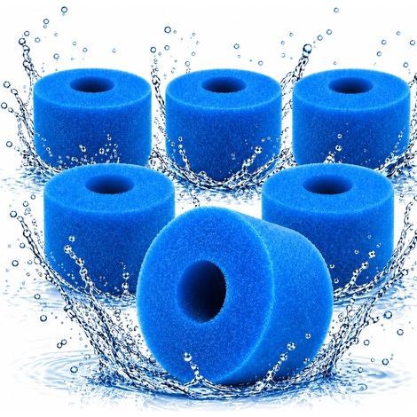 Set mit 6 Schaumstoff-Poolfiltern 108 x 40 x 73 mm, waschbare Spa-Filterkartuschen, kompatibel mit Intex Typ S und Bestway Lay-Z-Spa, Filterschwamm für Whirlpools (1/5)