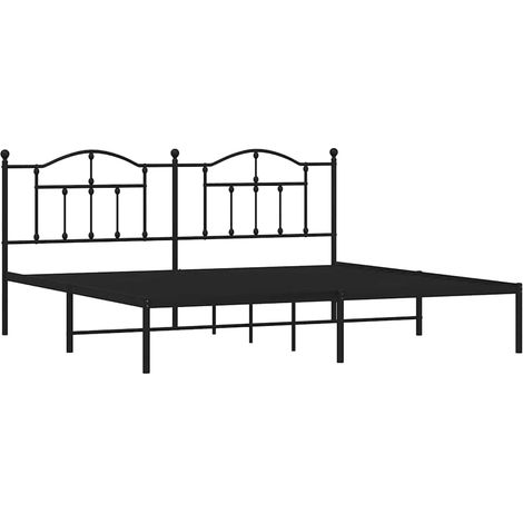 Cadre de lit métal sans matelas avec tête de lit noir 200x200cm vidaXL (1/5)