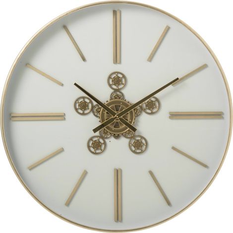 Horloge murale ronde blanche et dorée - blanc et doré (1/5)