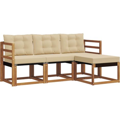 Ensemble de canapés d'extérieur 4 pcs Salon de jardin Naturel et Beige (1/5)