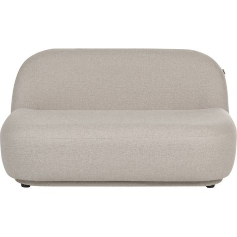 2 Seater Sofa Loveseat Beige Fabric Easy Clean Contemporary Retro Design Low Back Modern Minimalist LOVBERG (1/5)