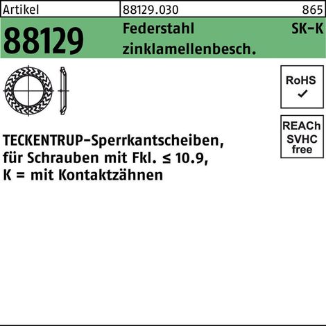 Teckentrup-Sperrkantscheiben m. Kz. C 60 flZnnc SKK 4 flZnnc K 250 Stk (1/2)