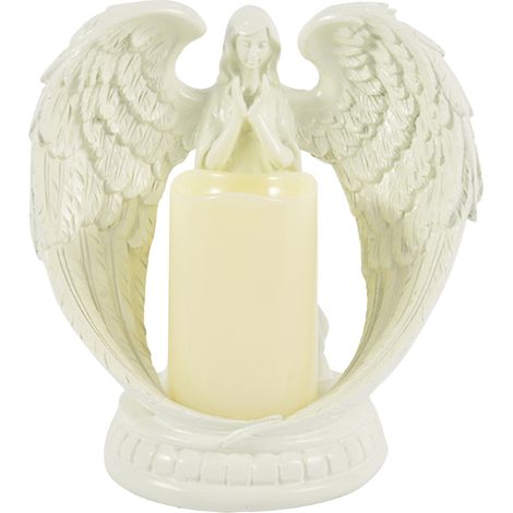 Velas LED con forma de ángel, figuritas de ángel, velas parpadeantes sin llama, velas a pilas para decorar espacios habitables, fiestas, servicios conmemorativos y funerales. (1/5)