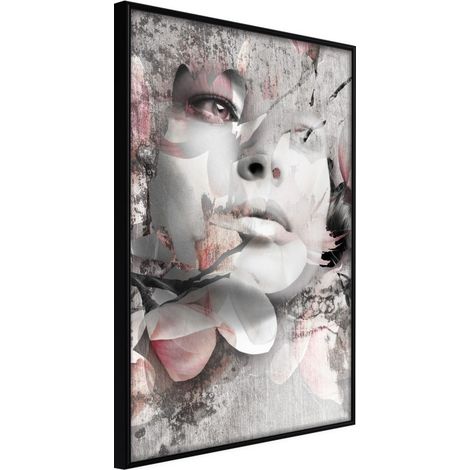 Affiche Murale Encadrée "Lady in the Flowers" 21 x 30 cm Noir