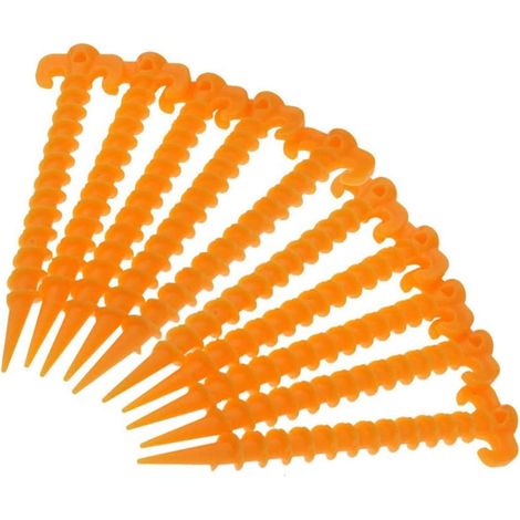 Lot de 10 piquets de tente en spirale - En plastique - Pour l'extérieur, le camping - Piquets de sable - Piquets de tente (1/5)