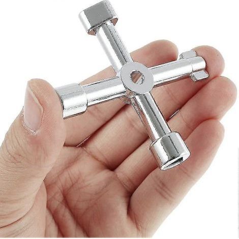 Clé multifonction en forme de croix et de triangle pour ouvre-boîte à clés électrique, d'eau, de gaz et d'armoire à pharmacie (1/3)