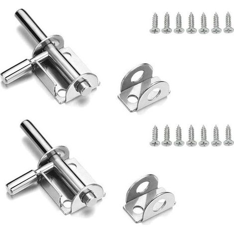 Türriegel, 2-teilig, Edelstahl, kleiner Bolzen, 65 mm, Riegel mit Schrauben, abschließbarer Schieberiegel für Garten, Zimmer, Möbel (Schrauben im Lieferumfang enthalten) (1/5)