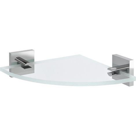 X-SQUARE étagère d'angle en verre, quart de rond 200x200mm, chrome/verre transparent