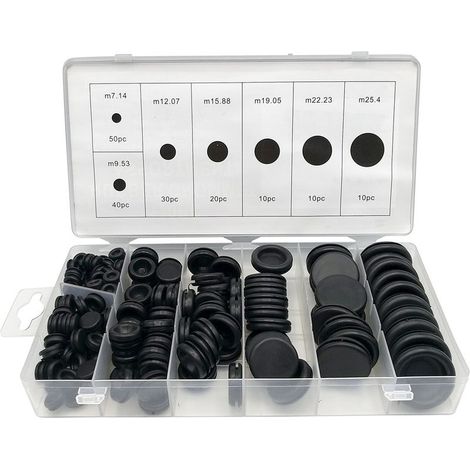 GDHZS- 170 Pièces 7 Tailles Passe Fil Caoutchouc, Caoutchouc Oeillet Conducteur Électrique Joint Anneau, Bouchons Oeillet en Caoutchouc, pour Câble, Prise et Câble (1/5)