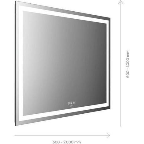 Miroir lumineux LED MI 230+ avec éclairage ambiant, écran tactile, 1400x900 mm