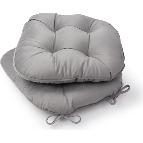 Paco Home Sitzkissen mit Befestigungsbänder 40x40 Stuhlauflage Kissen Stuhlkissen 2er Set Grau 2, 40x40x5cm