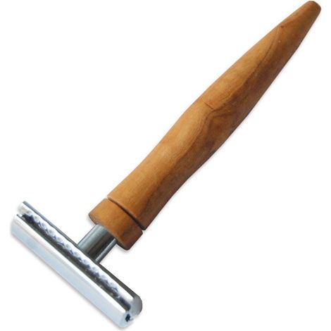 Rasoir de sûreté traditionnel avec manche en bois d'olivier et peigne fermés 11 cm - PANGIVO (1/2)