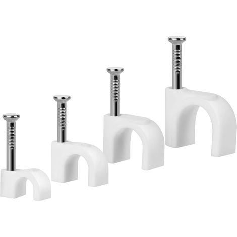 Clous de fixation pour câbles, paquet de 400 clous ronds pour serre-câbles, compatibles avec les câbles de 4 mm, 6 mm et 8 mm. (1/5)