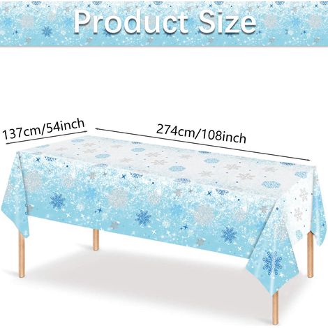 Nappe De Table - Motif Flocon De Neige - En Plastique Jetable - Imperméable - Rectangle 137 X 274 Cm - Pour Décoration De Fête De Noël (1/2)