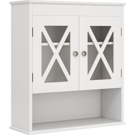 Mueble de baño de pared 54x20x60 cm con balda regulable y de fácil acceso en acrílico blanco 200010287