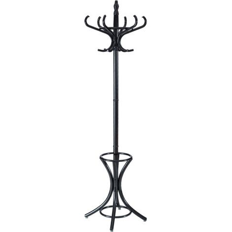 Floor Standing Coat Jacket Stand Solid Wood Hanger with Umbrella Rack (1/3)