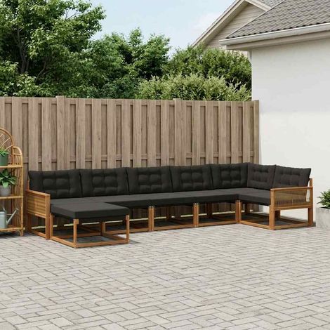 vidaXL Outdoor-Sofagarnitur 7 Stk. Natürlich und Schwarz (1/5)