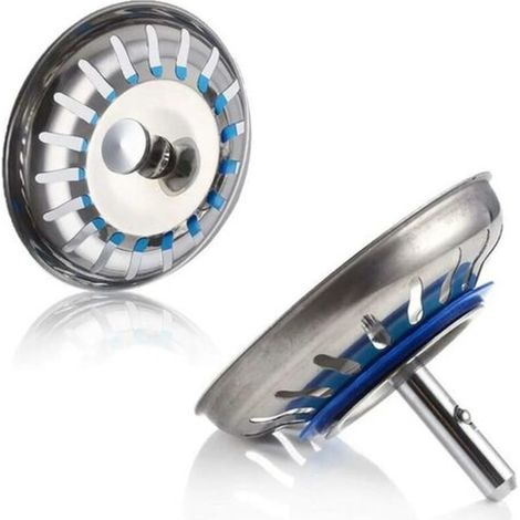 Bouchon d'évier en acier inoxydable, lot de 2, accessoires cuisine et salle de bain, diamètre 80 mm, robinetterie, vidage, bonde inox, Ø 8 cm. (1/5)