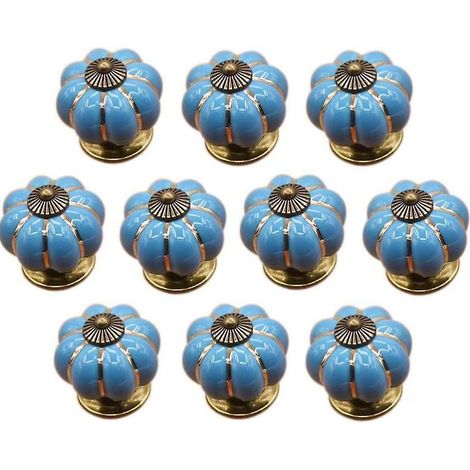 (bleu)10 Pcs Boutons De Tiroir En Cramique Bouton De Meuble Pour Tiroirs Et Placards De Cuisine (1/5)