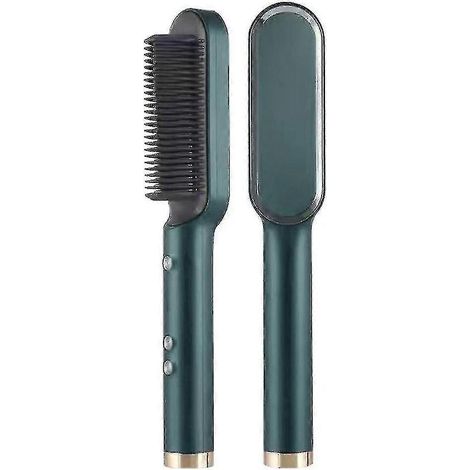 Brosse lissante ionique négative double fonction : lissage, bouclage et lissage, verte (1/2)