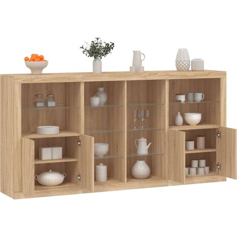 Sideboard with LED Lights Sonoma Oak 202x37x100 cm vidaXL (1/5)