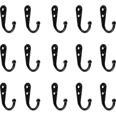 Lot de 15 crochets pour fixation murale, noir (1/5)