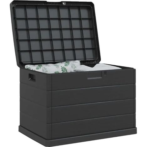 Caja de almacenamiento para jardín, construcción de resina duradera, diseño resistente a la intemperie, color chocolate. (1/2)