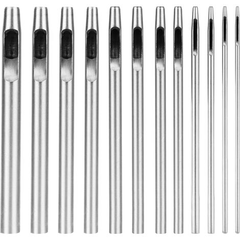 12 Pièces Emporte Pièce cuir, Poincon Creux Poinçon en Cuir Poinçon Creux en Acier Rond Set Outils de Perforation de Trou Creux de Cuir Pour Bracelet De Montre Ceinture 0.5mm-6mm (1/5)