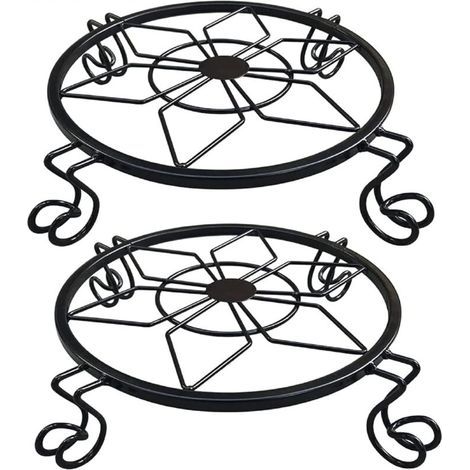 Supporto per piante in vaso, supporto per piante in metallo antiruggine, tavolo da giardino di design in ferro battuto, portavaso in ferro battuto - nero (1/5)