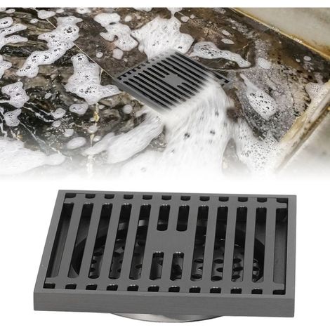 Grille de sol carrée Stainless Steel 304 Anti-Odeurs Grand Déplacement - Couleur Grey Kit complet pour salle de bain et balcon (1/5)