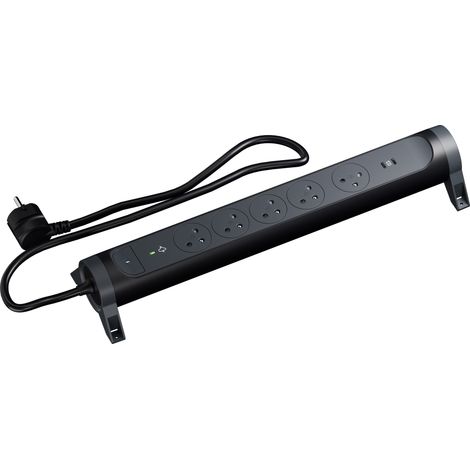LEGRAND - Rallonge multiprise rotative 5 prises Surface + 2 prises USB Type-C - Noir (1/5)