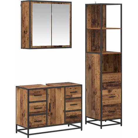 Maison Exclusive - Set di mobili per il bagno con cassetto 3 pcs Legno vecchio