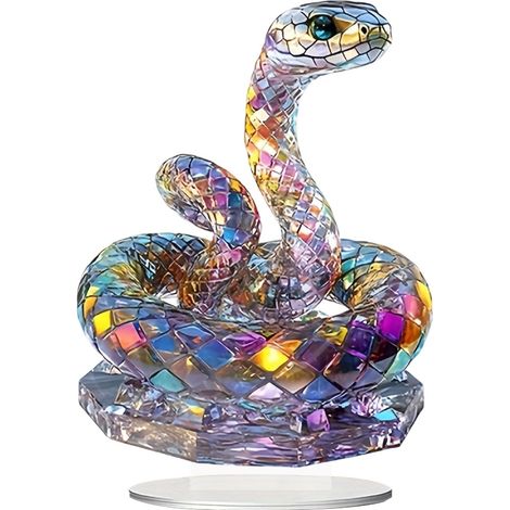 Panneau serpent en acrylique 2D plat - Statue d'animal créative avec base - Décoration d'intérieur polyvalente pour salon, chambre à coucher, ferme pour affichage sur table (1/5)